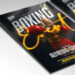 A customizable flyer template designed for combat sports events, featuring bold, aggressive typography and dynamic visual effects that evoke the excitement and intensity of a boxing match.