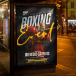 An electrifying and attention-grabbing invitation template, ready for personalization for a "Boxing Event," promising an unforgettable night of thrilling action, powerful punches, and an exhilarating atmosphere.
