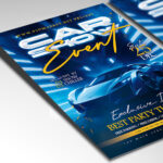 A customizable flyer template designed for auto expos and vehicle showcases, showcasing bold, metallic typography and elements that evoke speed, chrome, and automotive excellence.