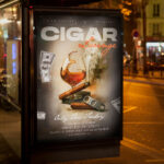 An exclusive and attention-grabbing invitation template, ready for personalization for a "Cigar Event," promising an unforgettable experience for connoisseurs and enthusiasts.