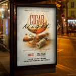 An inviting and attention-grabbing invitation template, ready for personalization for a "Cigar Night," promising an unforgettable evening of premium cigars, fine spirits, and distinguished company.