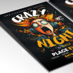 A customizable flyer template designed for high-energy club events, showcasing bold, chaotic typography and dynamic visual effects that evoke excitement and spontaneous fun.