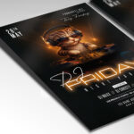 A customizable flyer template designed for Friday night events, showcasing energetic visuals, glowing effects, and bold typography that pulses with rhythm and anticipation for the weekend.