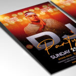 A customizable flyer template designed for music events and dance parties, showcasing dynamic light effects, bold typography, and a sense of high-octane excitement.