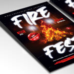A customizable flyer template designed for festivals and spectacles, showcasing vibrant reds and oranges, dynamic light effects, and bold typography that evokes a sense of awe and energy.