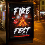 An exhilarating and attention-grabbing invitation template, ready for personalization for a "Fire Fest," promising an unforgettable night of thrilling performances, music, and fiery displays.