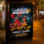 An intriguing and attention-grabbing invitation template, ready for personalization for a "Game of Squids" event, promising an immersive and challenging experience for participants.
