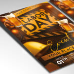 A customizable flyer template designed for Labor Day, showcasing clear typography and elements that evoke a sense of holiday celebration, sales, or community gatherings.