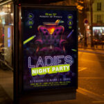 An inviting and attention-grabbing invitation template, ready for personalization for a "Ladies Night," promising an unforgettable evening of music, drinks, and good company.