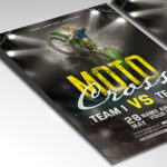 A customizable flyer template designed for motorsport events, showcasing aggressive, rugged typography and visual effects that evoke the power and excitement of a motocross race.