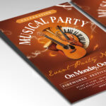 A customizable flyer template designed for music events and dance parties, showcasing dynamic elements like musical instruments and expressive typography that capture the joy of music.