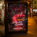 An intriguing and attention-grabbing invitation template, ready for personalization for a "Squid Game Event," promising a thrilling and immersive experience inspired by the popular series.