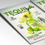 A customizable flyer template designed for tequila tastings and themed celebrations, showcasing bold, spirited typography and elements that evoke Mexican culture and refreshing drinks.
