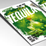 A customizable flyer template designed for tequila-themed events, showcasing bold, spirited typography and elements that evoke Mexican culture, refreshing drinks, and a party atmosphere.