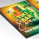 A customizable flyer template designed for beach and island-themed events, featuring playful, hand-drawn typography and vibrant colors that suggest relaxation and fun.