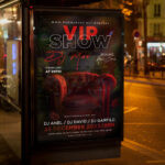 An exclusive and attention-grabbing invitation template, ready for personalization for a "VIP Show," promising an unforgettable experience with premium amenities and distinguished entertainment.