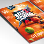 A customizable flyer template designed for student events, showcasing playful, bold typography and a vibrant color palette that evokes a sense of fun, friendship, and the excitement of a new academic year.