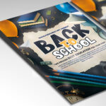 A customizable flyer template designed for student events, showcasing playful, bold typography and a vibrant color palette that evokes a sense of fun, friendship, and the excitement of a new academic year.