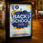 An inviting and attention-grabbing invitation template, ready for personalization for a "Back 2 School Party," promising an unforgettable night of music, dancing, and celebrating the new school year.