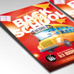 A customizable PSD flyer template designed for student events, showcasing playful, bold typography and a vibrant color palette that evokes a sense of fun, friendship, and the excitement of a new academic year.