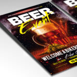A customizable flyer template designed for brewing events, showcasing vibrant amber and golden tones, with classic, bold typography and elements like hops and barley that evoke a love for craft beer.