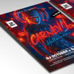 A customizable flyer template designed for horror-themed events, showcasing distressed, unsettling typography and a chilling color palette of deep reds and blacks that evokes a sense of fear and suspense.