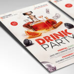 A customizable flyer template designed for bar promotions, showcasing a sleek and modern design with dynamic colors and bold typography that evokes a sense of social fun and quality drinks.