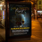 An inviting and attention-grabbing invitation template, ready for personalization for a "Halloween Night Event," promising an unforgettable night of scares, costumes, and festive fun.