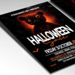 A customizable flyer template designed for spooky sales, showcasing eerie, gothic typography and a chilling color palette of oranges and blacks that evokes a sense of fear and suspense.