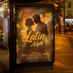 An inviting and attention-grabbing invitation template, ready for personalization for a "Latin Night" event, promising an unforgettable evening of hot rhythms, dancing, and lively music.