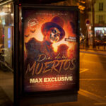 An inviting and attention-grabbing invitation template, ready for personalization for a "Muertos Event," promising a memorable occasion filled with cultural reverence, art, and lively celebration.