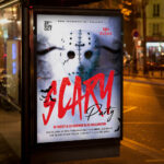 An inviting and attention-grabbing invitation template, ready for personalization for a "Scary Night," promising an unforgettable night of scares, costumes, and terrifyingly good fun.