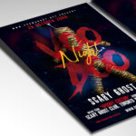A customizable flyer template designed for supernatural events, showcasing cryptic, ancient-looking typography and a dark color palette of deep purples and greens that evokes a sense of magic and mystery.