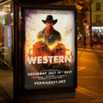 An inviting and attention-grabbing invitation template, ready for personalization for a "Western Party," promising an unforgettable evening of country music, line dancing, and wild times.