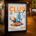 An inviting and attention-grabbing invitation template, ready for personalization for a "Club Event," promising an unforgettable night of music, dancing, and lively entertainment.
