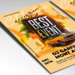 A customizable flyer template designed for nightlife events, showcasing bold, modern typography and a dynamic color palette of blues and magentas that evokes a sense of vibrant fun and excitement.
