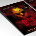 A customizable flyer template designed for horror events, showcasing bold, aggressive gothic typography and a chilling color palette of deep reds and blacks that evokes a sense of fear and suspense.