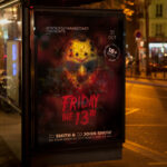 An inviting and attention-grabbing invitation template, ready for personalization for a "Friday 13th" party, promising an unforgettable night of scares, costumes, and thrilling fun.