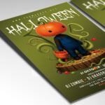 A customizable flyer template designed for spooky events, showcasing eerie, gothic typography and a chilling color palette of oranges and blacks that evokes a sense of fear and suspense.