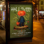 An inviting and attention-grabbing invitation template, ready for personalization for a "Halloween" celebration, promising an unforgettable night of scares, costumes, and festive fun.