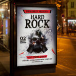 An inviting and attention-grabbing invitation template, ready for personalization for a "Hard Rock Party," promising an unforgettable night of music, dancing, and lively fun.