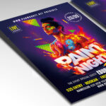 A customizable flyer template designed for creative events, showcasing bold, artistic typography and a lively color palette of reds and blues that evokes a sense of authentic style and tradition.