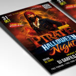 A customizable flyer template designed for spooky events, showcasing eerie, gothic typography and a chilling color palette of oranges and blacks that evokes a sense of fear and suspense.