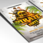 A customizable flyer template designed for themed events, showcasing bold, adventurous typography and a dark color palette of blacks and grays that evokes a sense of daring and suspense.