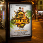 An inviting and attention-grabbing invitation template, ready for personalization for a "Pirate Party," promising an unforgettable night of adventure, costumes, and festive fun.