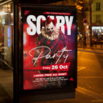 An inviting and attention-grabbing invitation template, ready for personalization for a "Scary Party," promising an unforgettable night of scares, costumes, and festive fun.