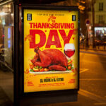An inviting and attention-grabbing invitation template, ready for personalization for a "Thanksgiving Day" celebration, promising an unforgettable night of food, family, and lively fun.