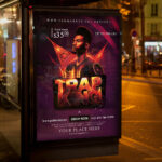 An inviting and attention-grabbing invitation template, ready for personalization for a "Trap King" event, promising an unforgettable night of music, dancing, and lively fun.