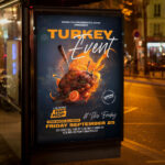 An inviting and attention-grabbing invitation template, ready for personalization for a "Turkey Day" celebration, promising an unforgettable night of good food, good company, and festive fun.