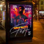 An inviting and attention-grabbing invitation template, ready for personalization for a "UV Party," promising an unforgettable night of music, dancing, and lively fun.
